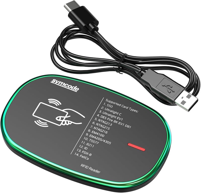 symcode RFID Reader Writer 125KHz/13.56Mhz Dual Frequency Reads ID IC Card Reader Scanner Support Keyboard Emulation Output Support Write UHF Tags S20/S50/S70 Ultralight C EM4305/EM4205 H125 - Image 1